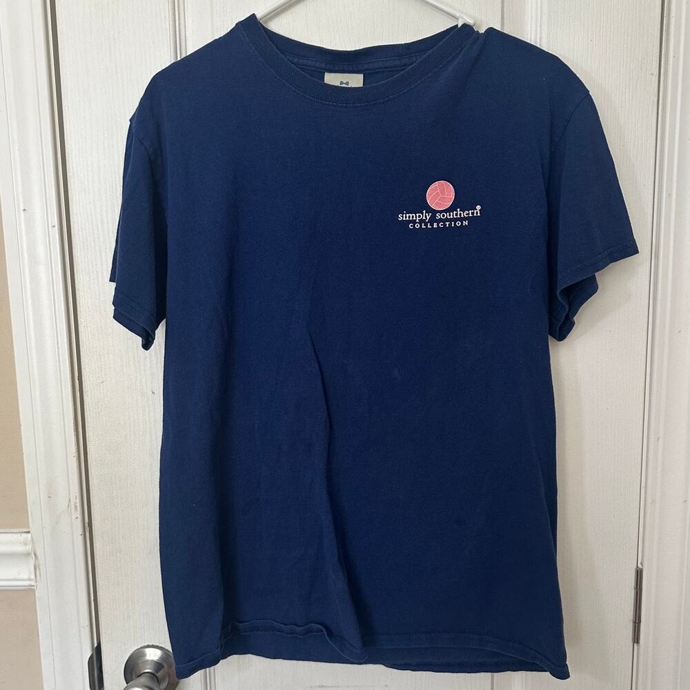 Simply Southern Shirt Womens Medium‎ M Short Sleeve You Got Served Pullover Blue